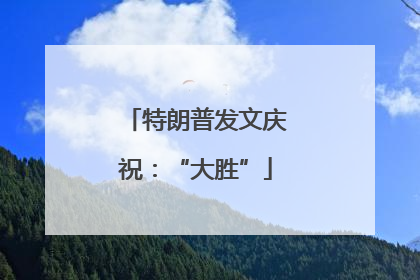特朗普发文庆祝：“大胜”