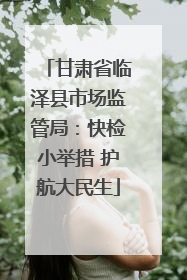 甘肃省临泽县市场监管局：快检小举措 护航大民生