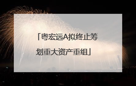 粤宏远A拟终止筹划重大资产重组
