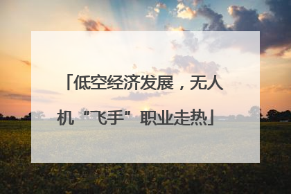 低空经济发展，无人机“飞手”职业走热