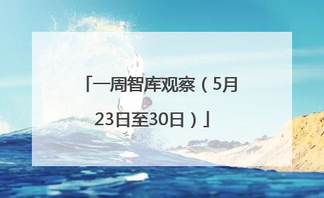 一周智库观察（5月23日至30日）