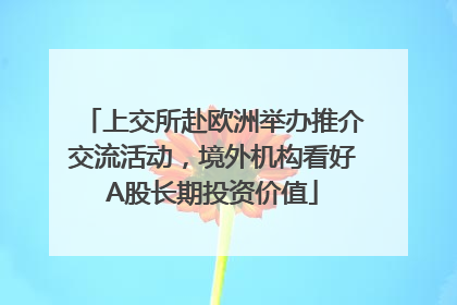 上交所赴欧洲举办推介交流活动，境外机构看好A股长期投资价值