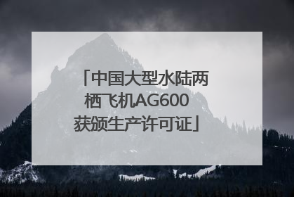 中国大型水陆两栖飞机AG600获颁生产许可证