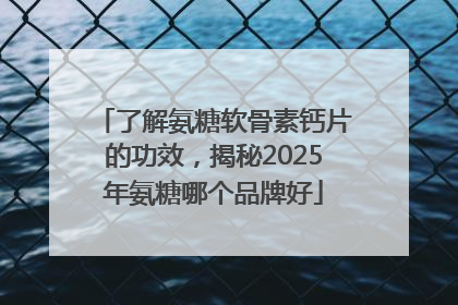 了解氨糖软骨素钙片的功效，揭秘2025年氨糖哪个品牌好