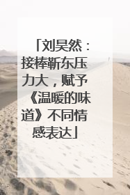 刘昊然：接棒靳东压力大，赋予《温暖的味道》不同情感表达
