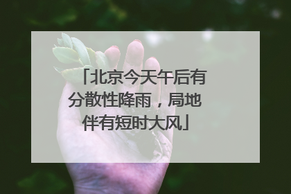 北京今天午后有分散性降雨，局地伴有短时大风