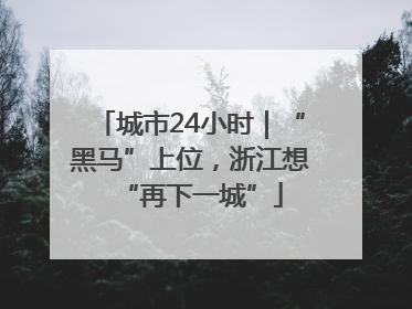 城市24小时｜“黑马”上位，浙江想“再下一城”