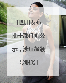 四川发布一批干部任前公示，涉厅级领导职务
