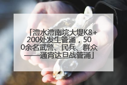 澧水澧南垸大堤K8+200处发生管涌，500余名武警、民兵、群众——通宵达旦战管涌