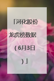 河化股份龙虎榜数据（6月3日）