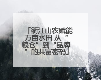 衢江山农赋能万亩水田 从“粮仓”到“品牌”的共富密码