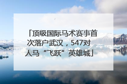 顶级国际马术赛事首次落户武汉，547对人马“飞跃”英雄城