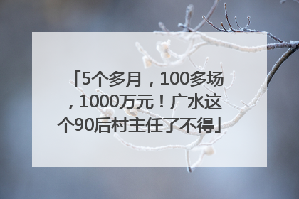 5个多月，100多场，1000万元！广水这个90后村主任了不得